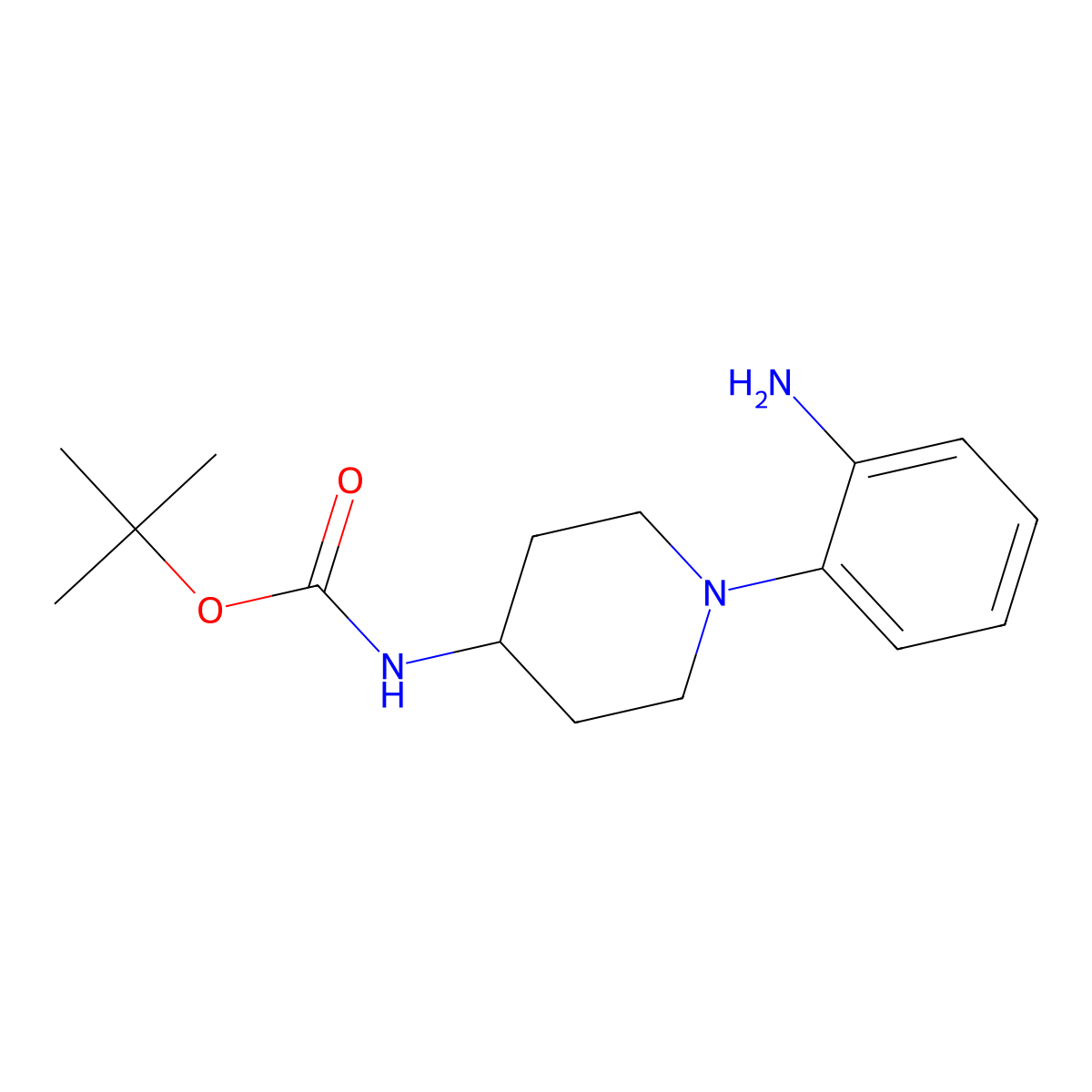 tert-Butyl 1-(2-aminophenyl)piperidin-4-ylcarbamate molecular structure, CAS 1023594-61-7