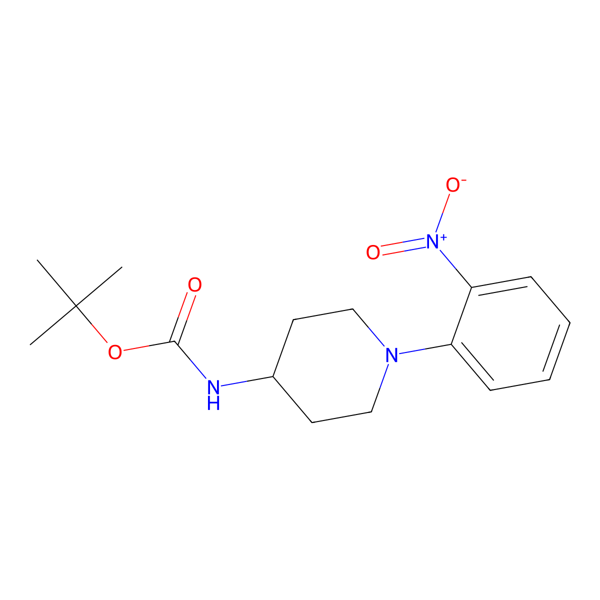 tert-Butyl (1-(2-nitrophenyl)piperidin-4-yl)carbamate molecular structure, CAS 1023594-62-8