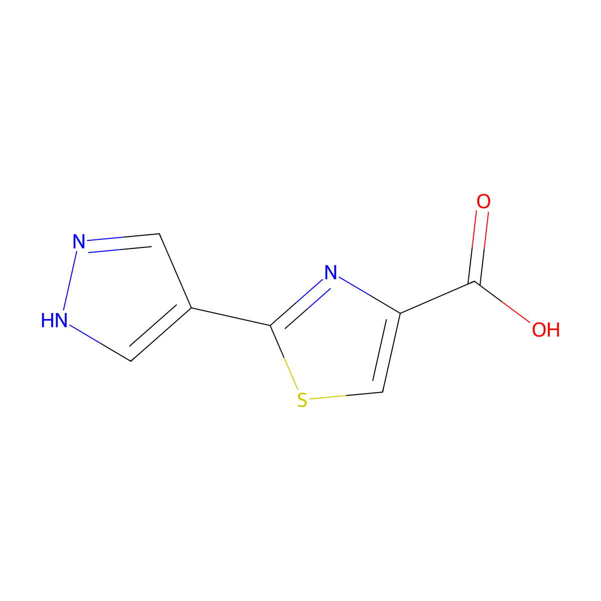 2-(1H-Pyrazol-4-yl)thiazole-4-carboxylic acid molecular structure, CAS 1023594-72-0