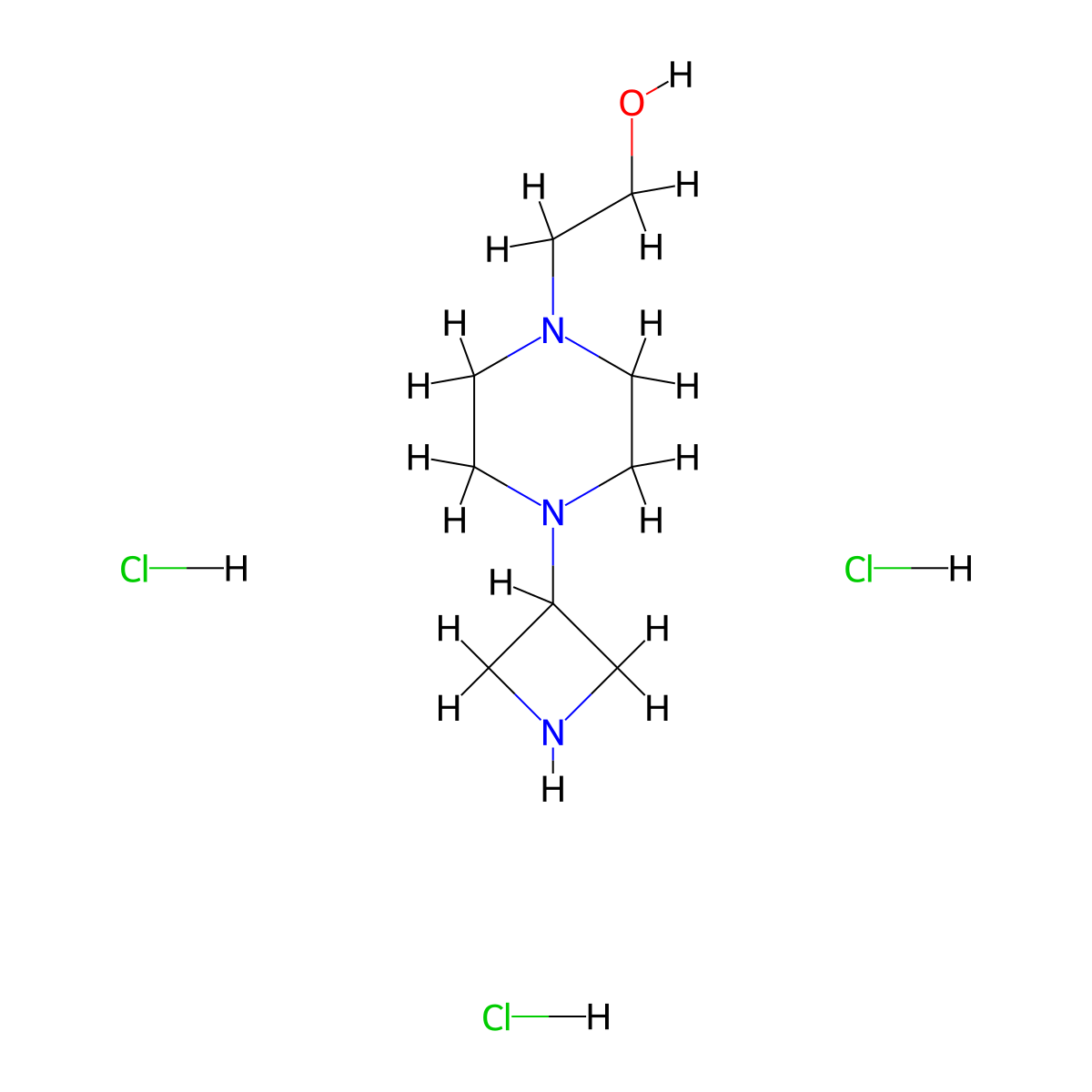 2-(4-(Azetidin-3-yl)piperazin-1-yl)ethanol trihydrochloride molecular structure, CAS 1023595-08-5