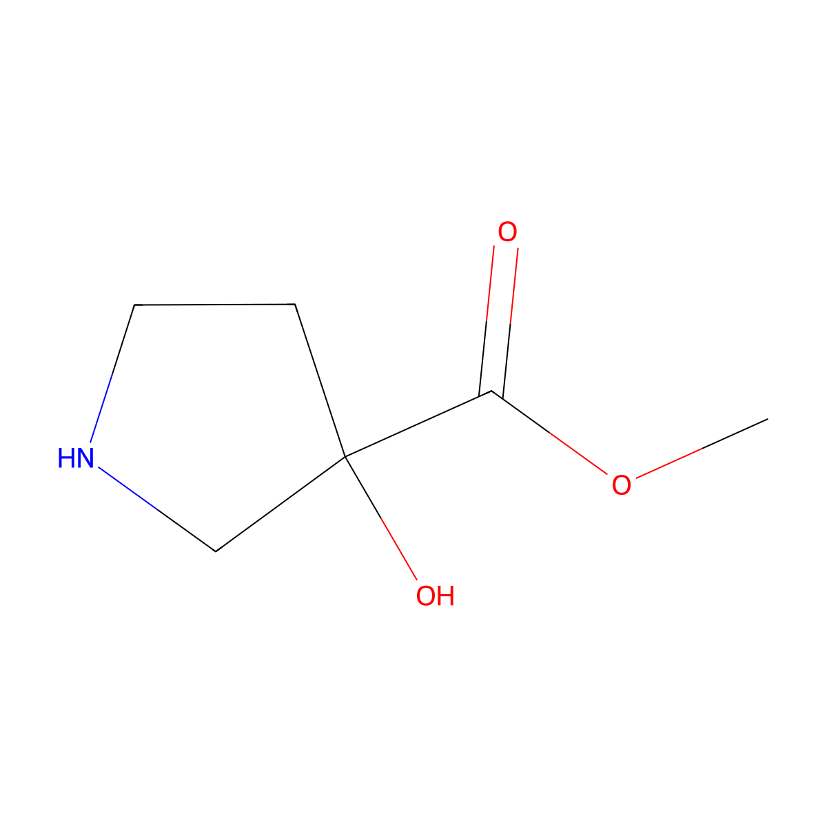 Methyl 3-hydroxypyrrolidine-3-carboxylate molecular structure, CAS 1023595-13-2