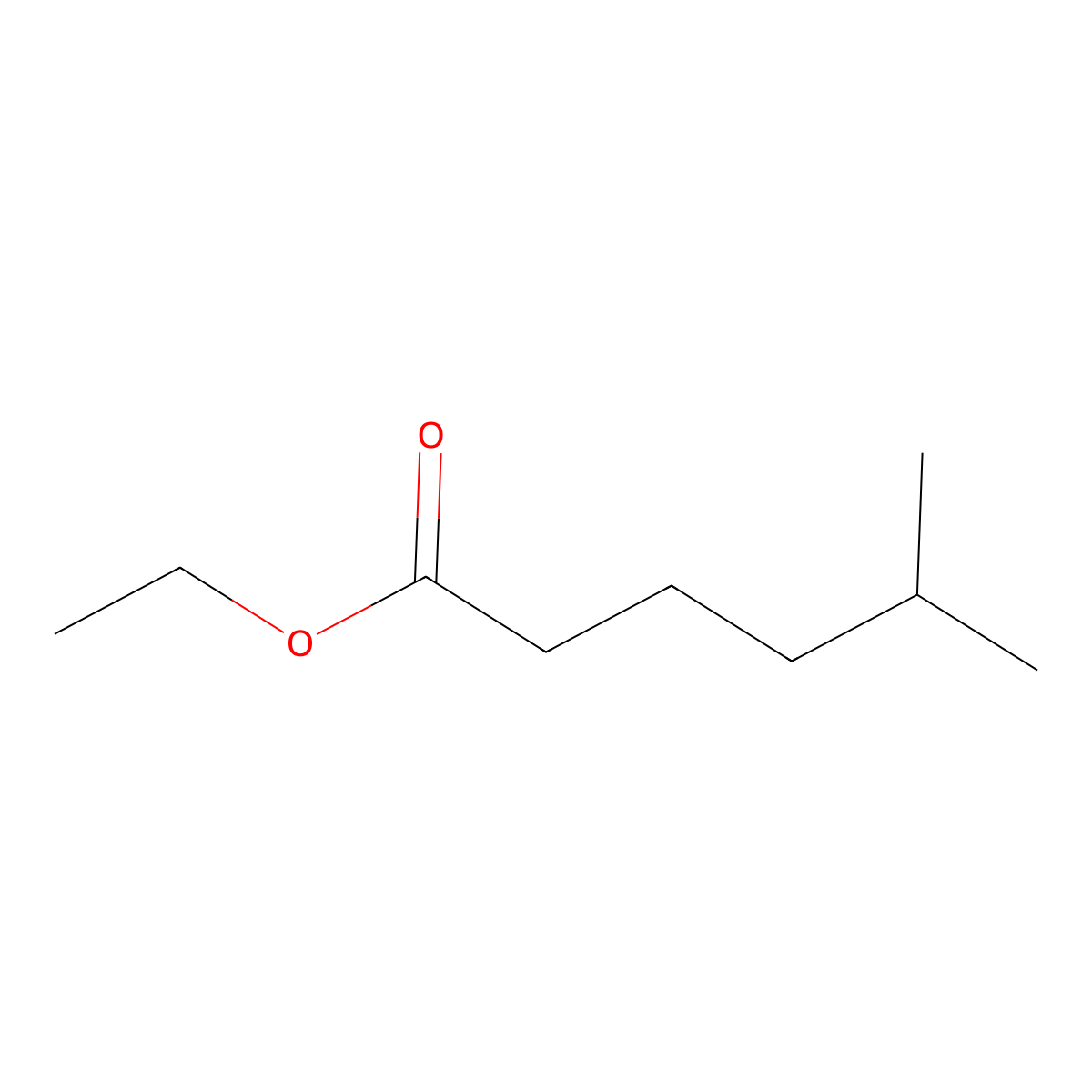 Ethyl 5-methylhexanoate molecular structure, CAS 10236-10-9