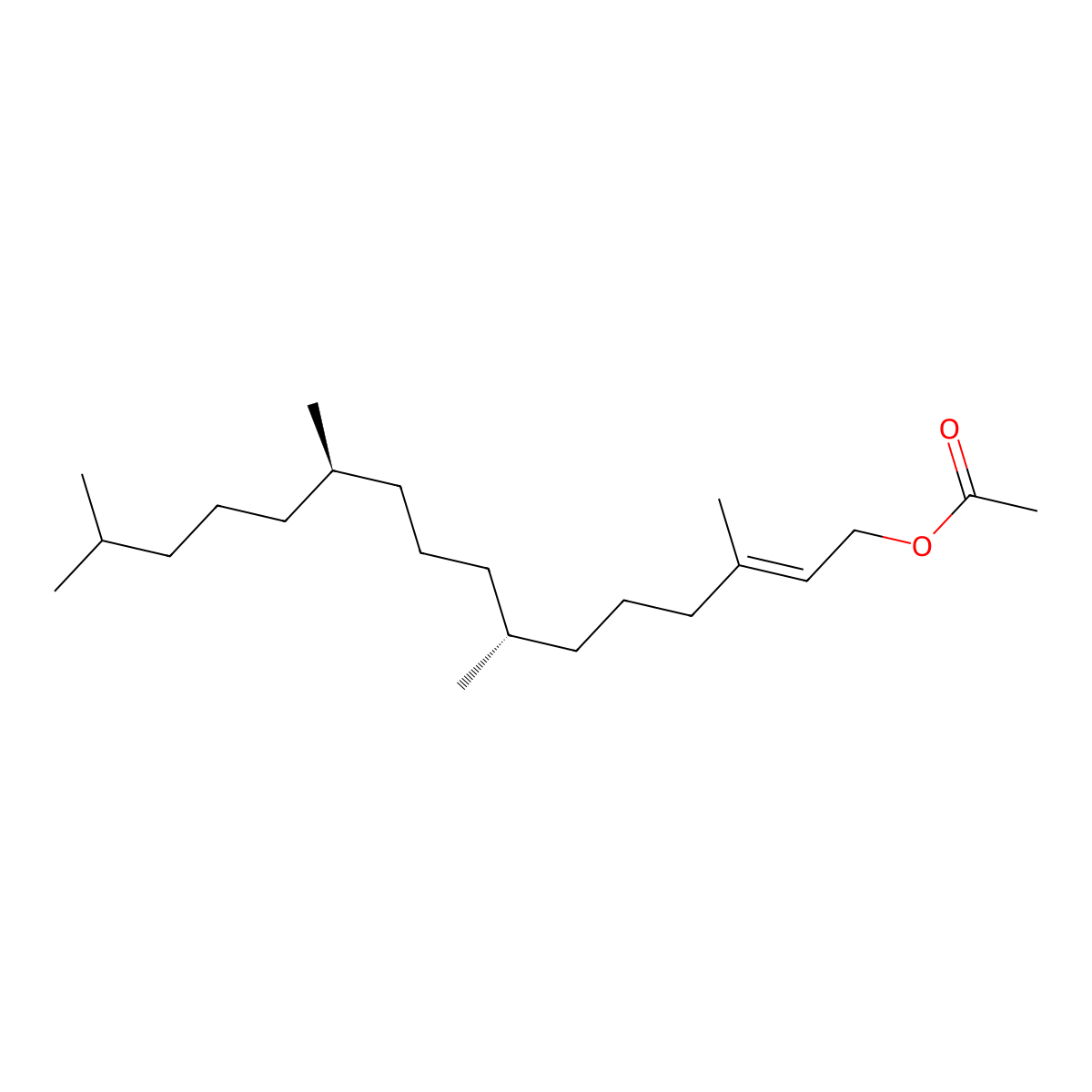 Phytyl acetate molecular structure, CAS 10236-16-5
