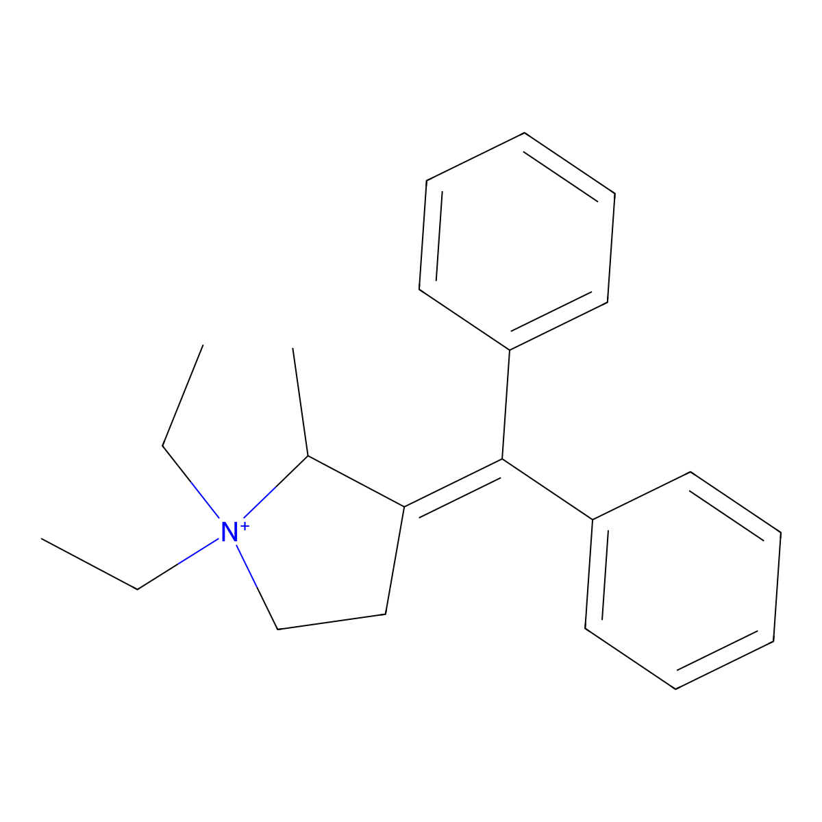 3-(Diphenylmethylene)-1,1-Diethyl-2-Methylpyrrolidinium molecular structure, CAS 10236-81-4