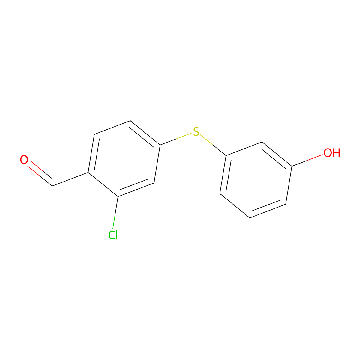 2-Chloro-4-((3-hydroxyphenyl)thio)benzaldehyde molecular structure, CAS 1023648-28-3