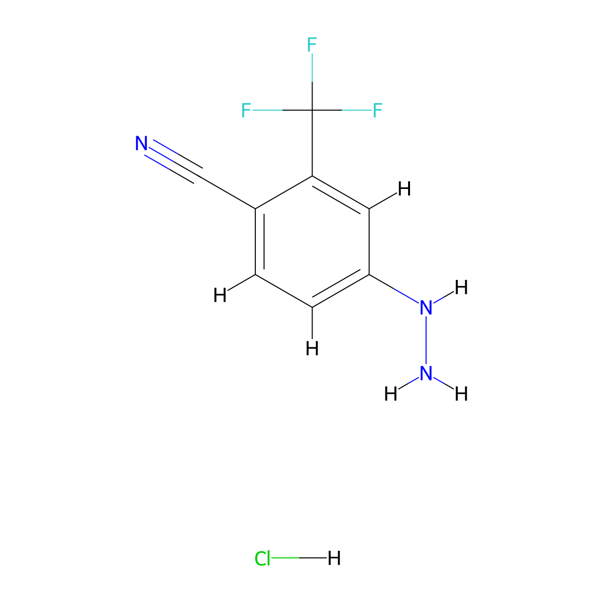4-Hydrazinyl-2-(trifluoromethyl)benzonitrile hydrochloride molecular structure, CAS 1023649-53-7
