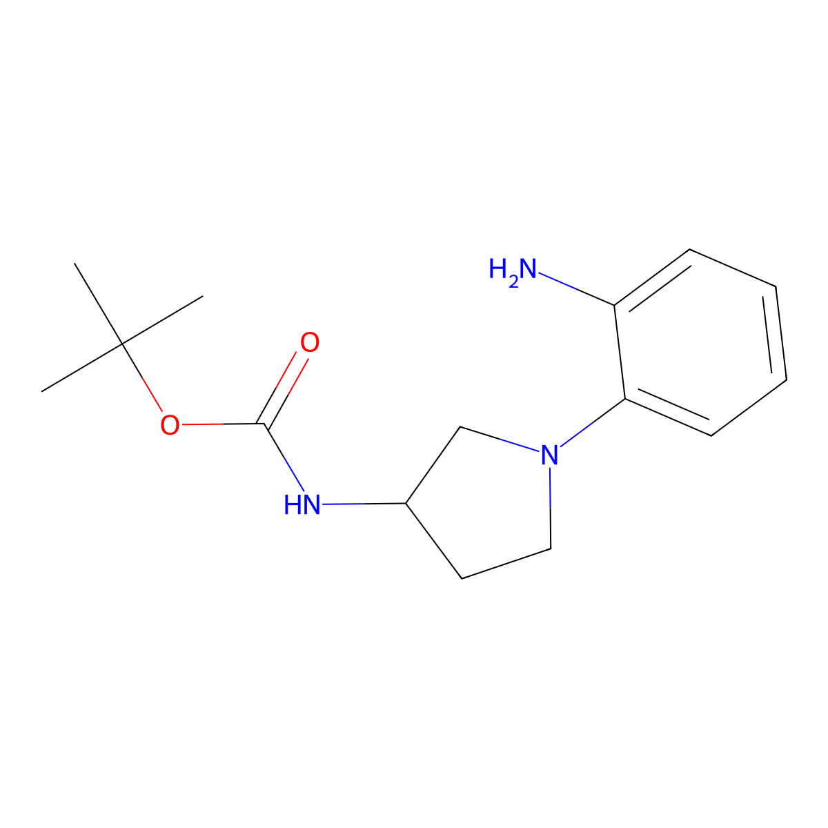 (R)-tert-Butyl 1-(2-aminophenyl)pyrrolidin-3-ylcarbamate molecular structure, CAS 1023655-13-1