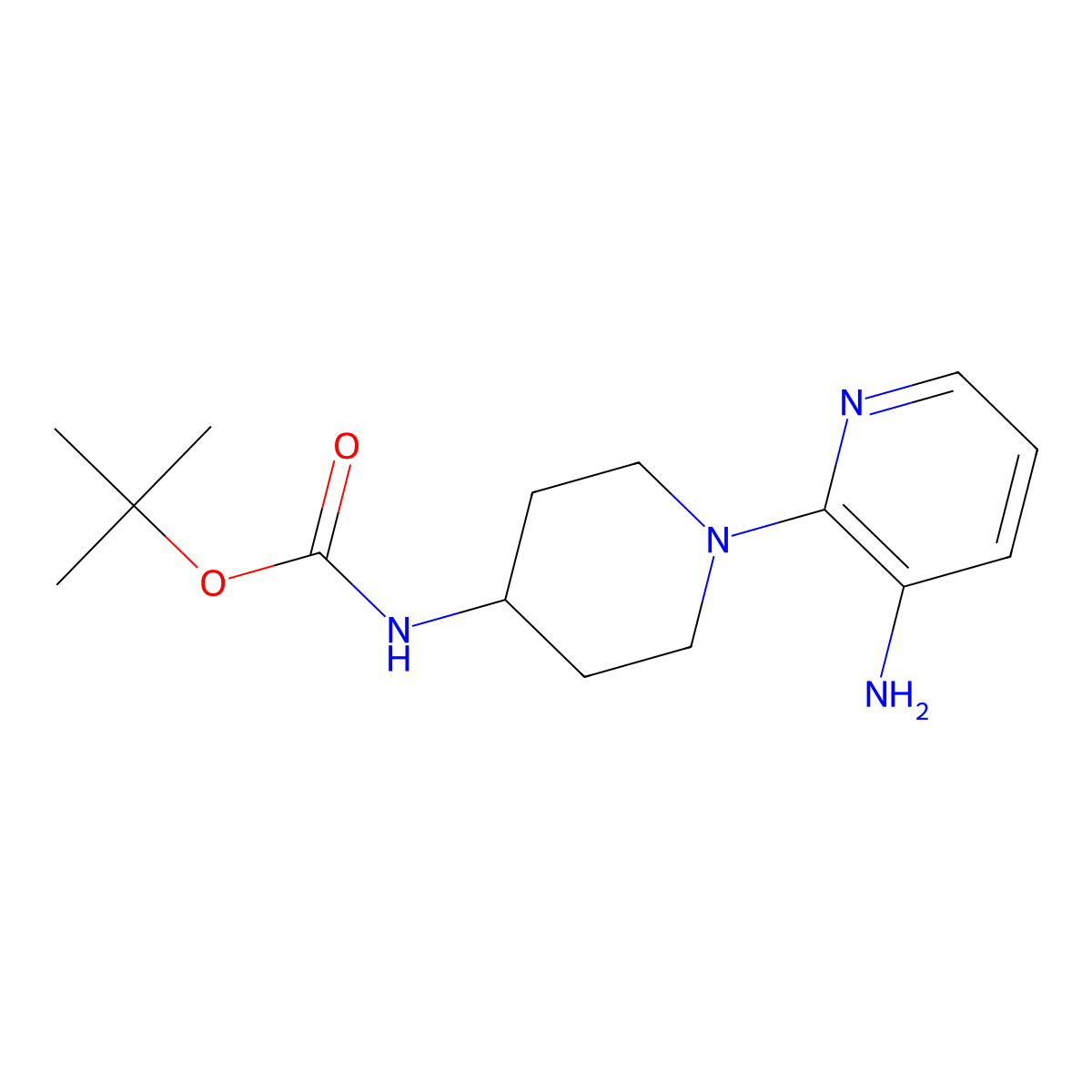 tert-Butyl 1-(3-aminopyridin-2-yl)piperidin-4-ylcarbamate molecular structure, CAS 1023655-15-3