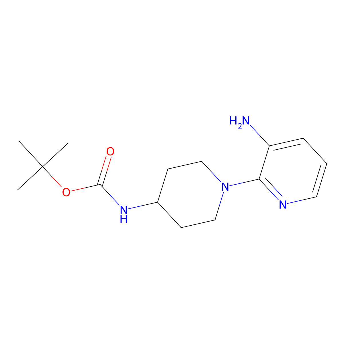tert-Butyl 1-(3-aminopyridin-2-yl)piperidin-4-ylcarbamate molecular structure, CAS 1023655-15-3