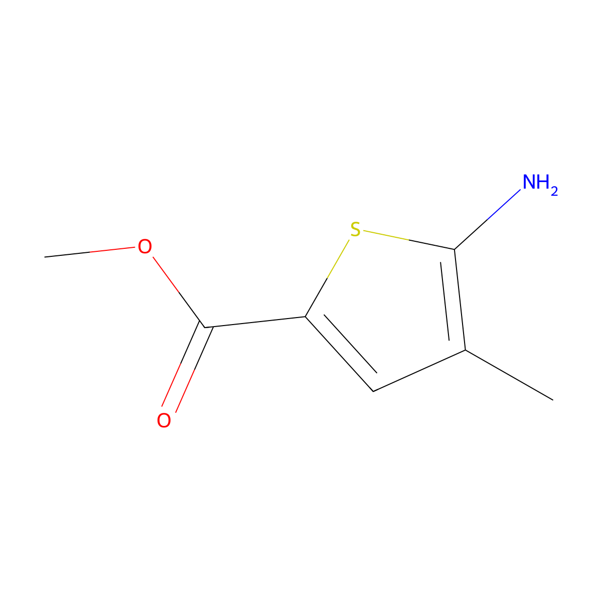 Methyl 5-amino-4-methylthiophene-2-carboxylate molecular structure, CAS 1023655-30-2