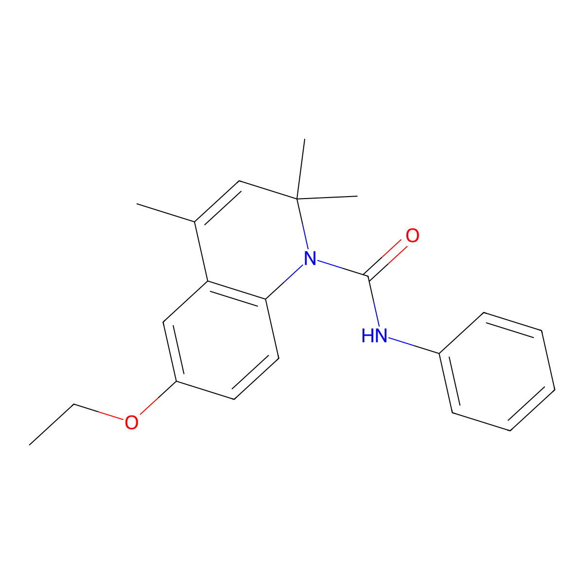 6-ethoxy-2,2,4-trimethyl-N-phenylquinoline-1-carboxamide molecular structure, CAS 102375-14-4