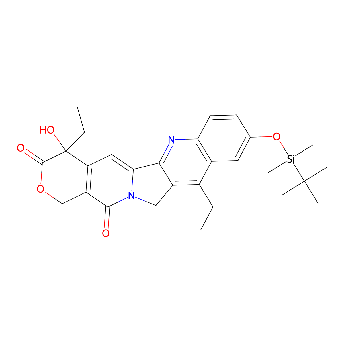 (S)-9-((tert-Butyldimethylsilyl)oxy)-4,11-diethyl-4-hydroxy-1,12-dihydro-14H-pyrano[3',4':6,7]indolizino[1,2-b]quinoline-3,14(4H)-dione molecular structure, CAS 1023758-14-6