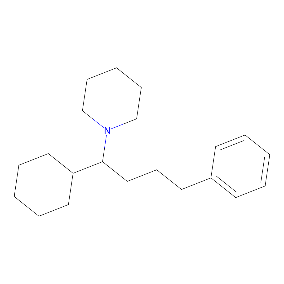 1-(1-Cyclohexyl-4-phenylbutyl)piperidine molecular structure, CAS 102376-75-0