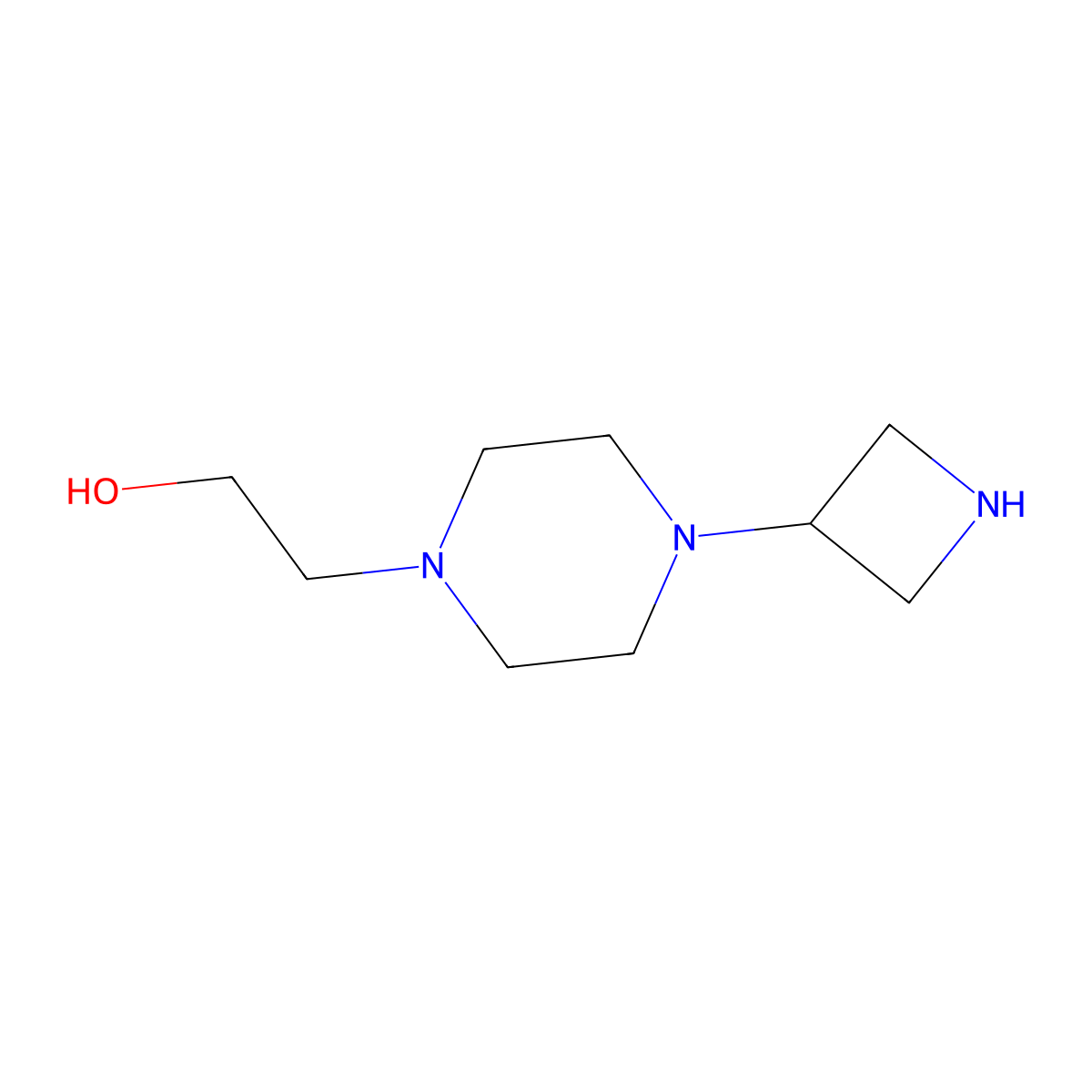 2-(4-(Azetidin-3-yl)piperazin-1-yl)ethan-1-ol molecular structure, CAS 1023795-26-7