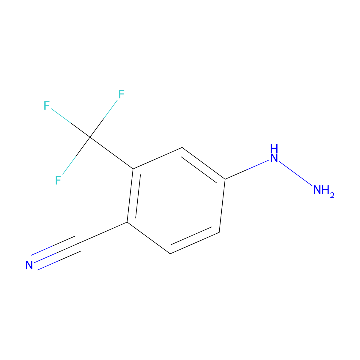 4-Hydrazinyl-2-(trifluoromethyl)benzonitrile molecular structure, CAS 1023795-47-2