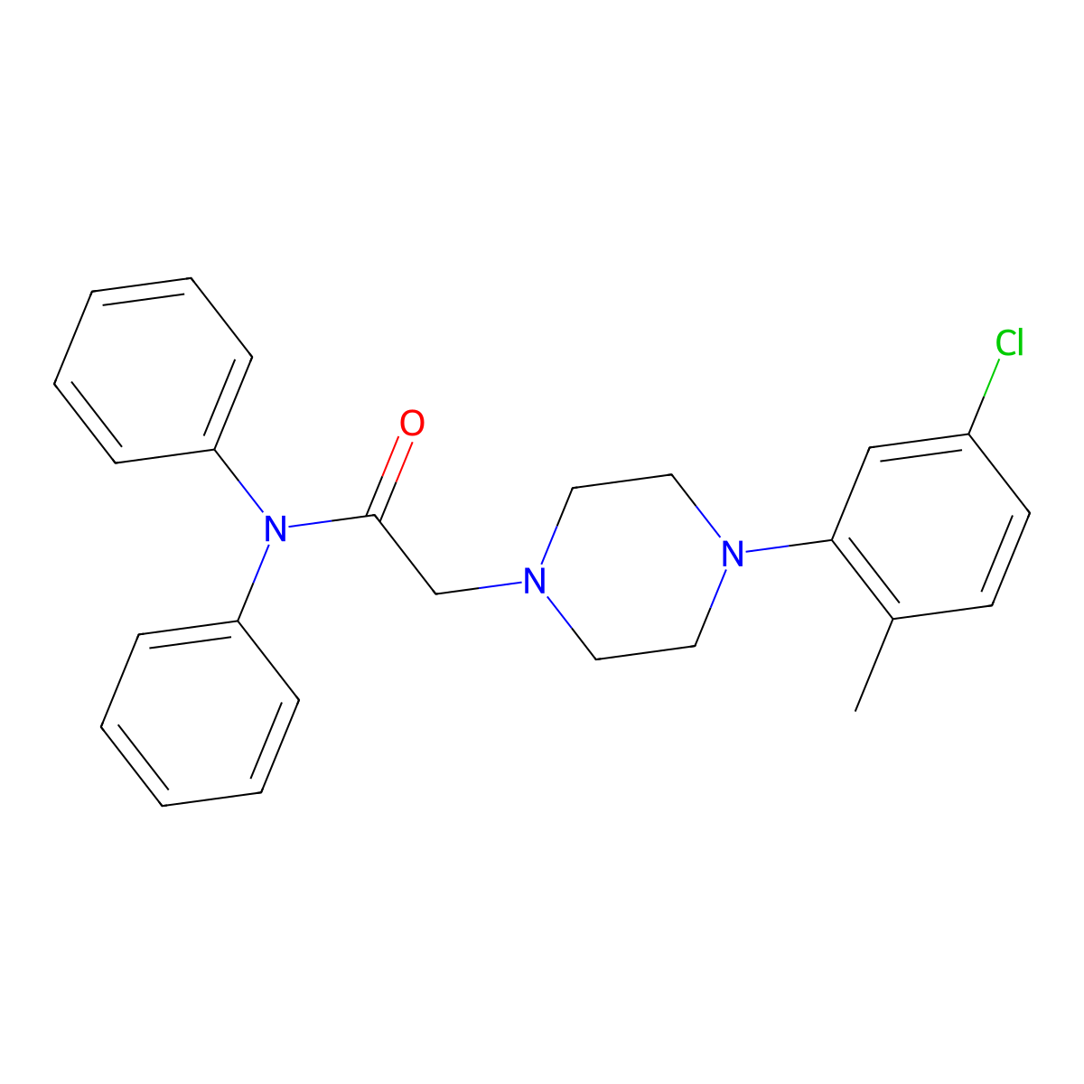 2-(4-(5-Chloro-2-methylphenyl)piperazinyl)-N,N-diphenylethanamide molecular structure, CAS 1023798-42-6