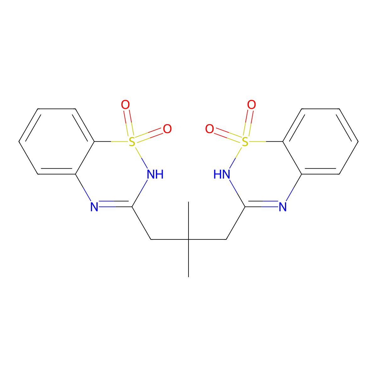 3-{2-[(1,1-dioxo-2H-1lambda6,2,4-benzothiadiazin-3-yl)methyl]-2-methylpropyl}-2H-1lambda6,2,4-benzothiadiazine-1,1-dione molecular structure, CAS 1023798-49-3