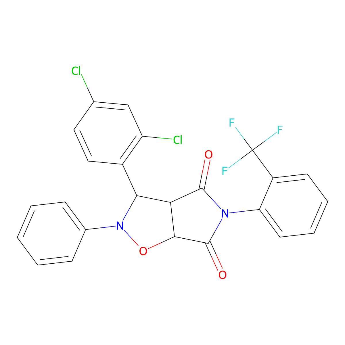 3-(2,4-dichlorophenyl)-2-phenyl-5-[2-(trifluoromethyl)phenyl]dihydro-2H-pyrrolo[3,4-d][1,2]oxazole-4,6(3H,5H)-dione molecular structure, CAS 1023802-91-6