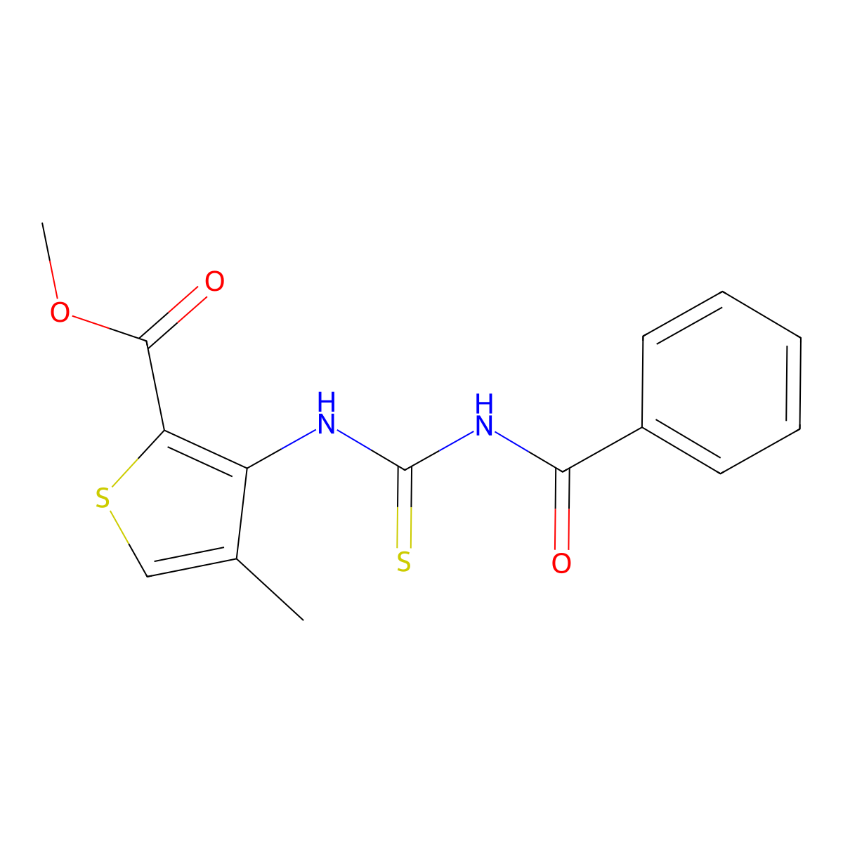 Methyl 4-methyl-3-(((phenylcarbonylamino)thioxomethyl)amino)thiophene-2-carboxylate molecular structure, CAS 1023805-51-7