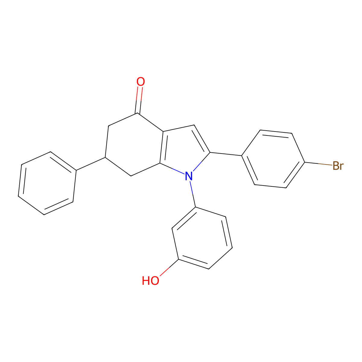 2-(4-bromophenyl)-1-(3-hydroxyphenyl)-6-phenyl-6,7-dihydro-5H-indol-4-one molecular structure, CAS 1023806-94-1