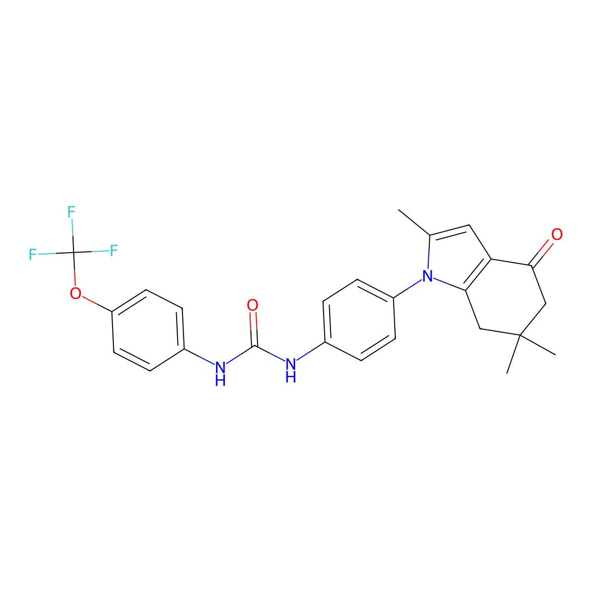 1-[4-(Trifluoromethoxy)phenyl]-3-[4-(2,6,6-trimethyl-4-oxo-5,7-dihydroindol-1-yl)phenyl]urea molecular structure, CAS 1023807-68-2