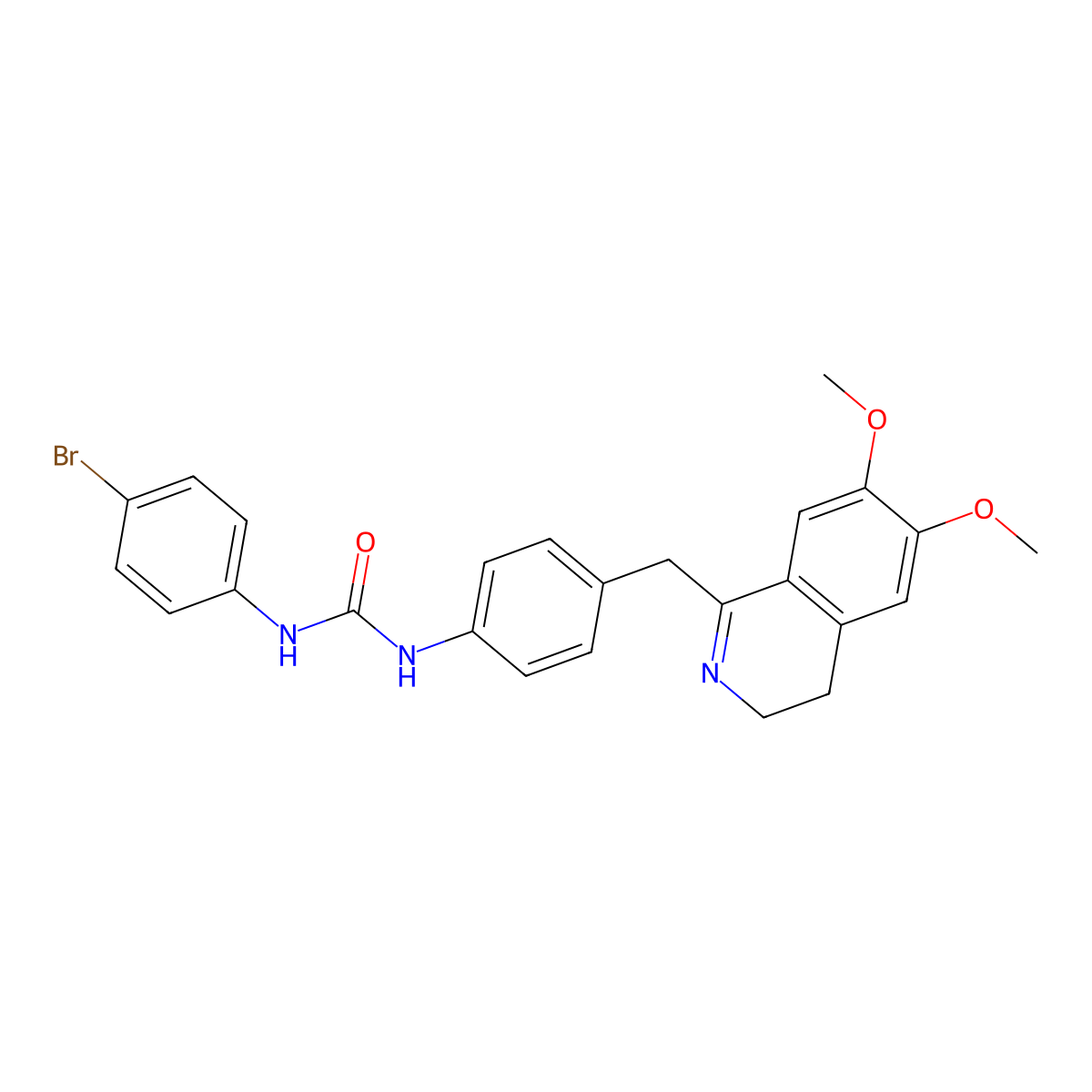 1-(4-Bromophenyl)-3-[4-[(6,7-dimethoxy-3,4-dihydroisoquinolin-1-yl)methyl]phenyl]urea molecular structure, CAS 1023810-08-3