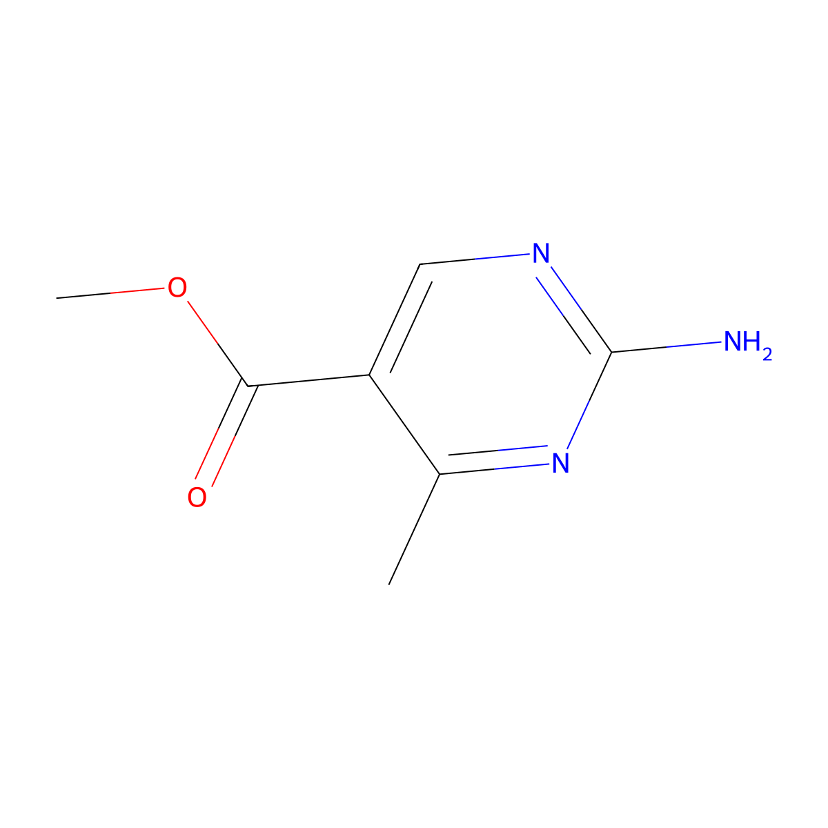 Methyl 2-amino-4-methylpyrimidine-5-carboxylate molecular structure, CAS 1023811-97-3