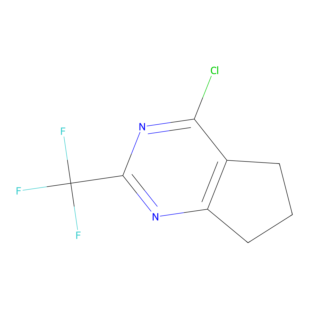 4-chloro-2-(trifluoromethyl)-6,7-dihydro-5H-cyclopenta[d]pyrimidine molecular structure, CAS 1023812-01-2