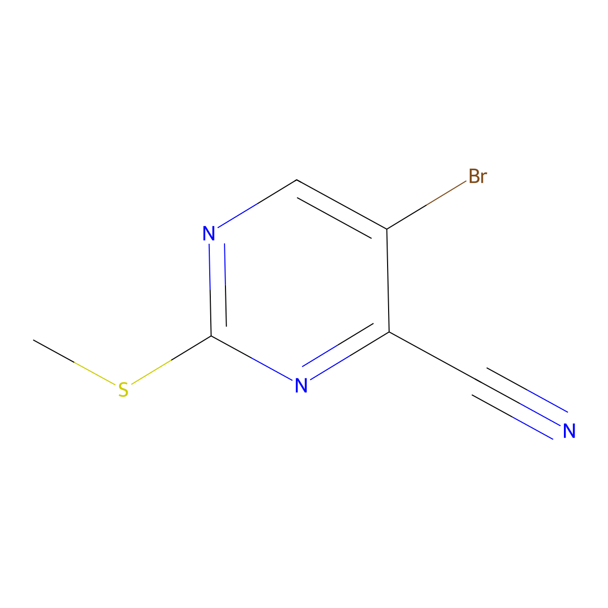 5-Bromo-2-(methylthio)pyrimidine-4-carbonitrile molecular structure, CAS 1023812-08-9