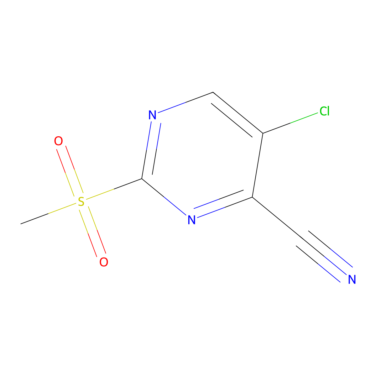 5-Chloro-2-(methylsulfonyl)pyrimidine-4-carbonitrile molecular structure, CAS 1023812-12-5