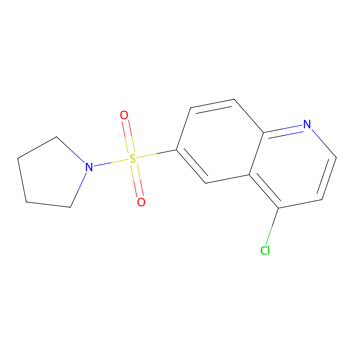 4-Chloro-6-(pyrrolidin-1-ylsulfonyl)quinoline molecular structure, CAS 1023812-25-0