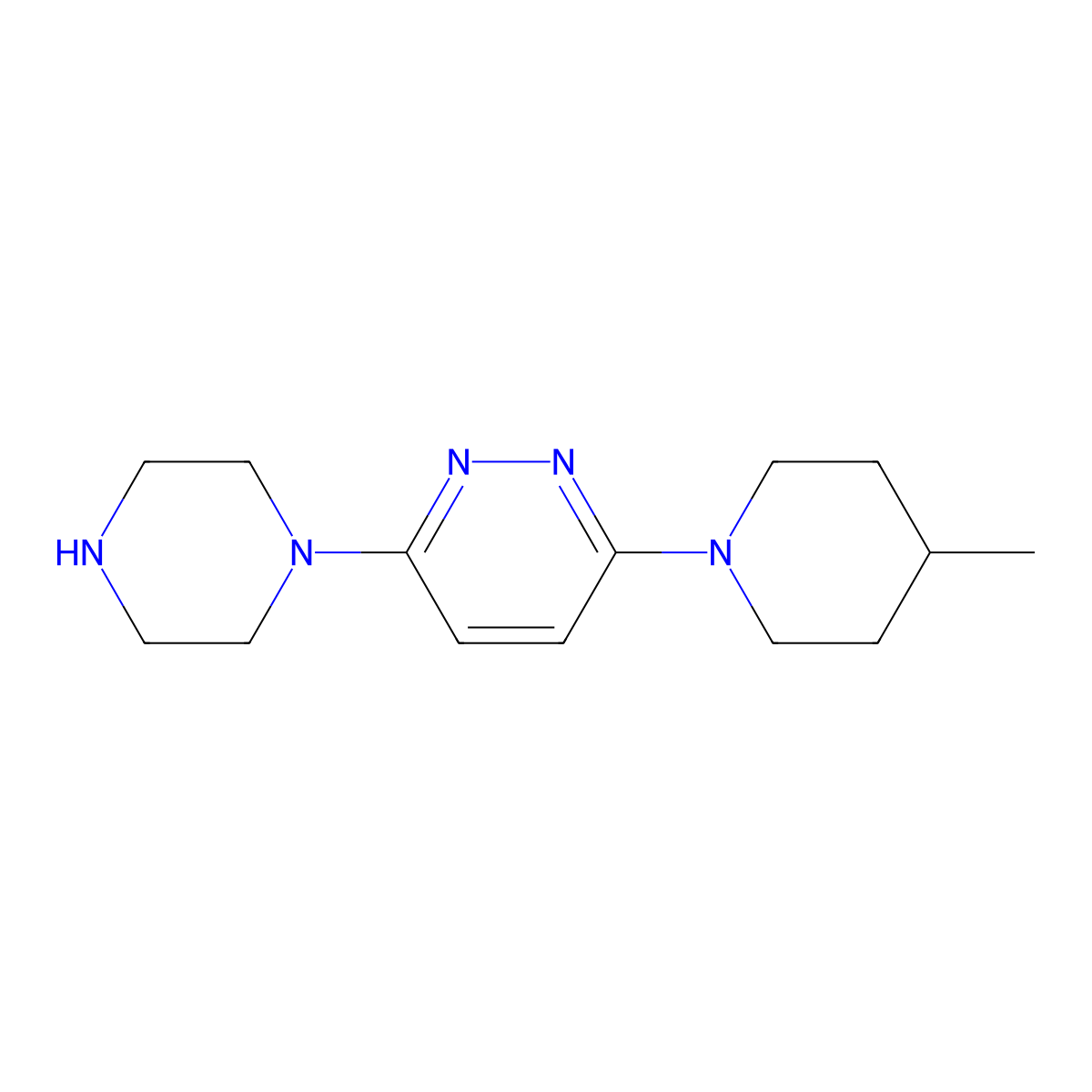 3-(4-Methylpiperidin-1-yl)-6-(piperazin-1-yl)pyridazine molecular structure, CAS 1023812-56-7