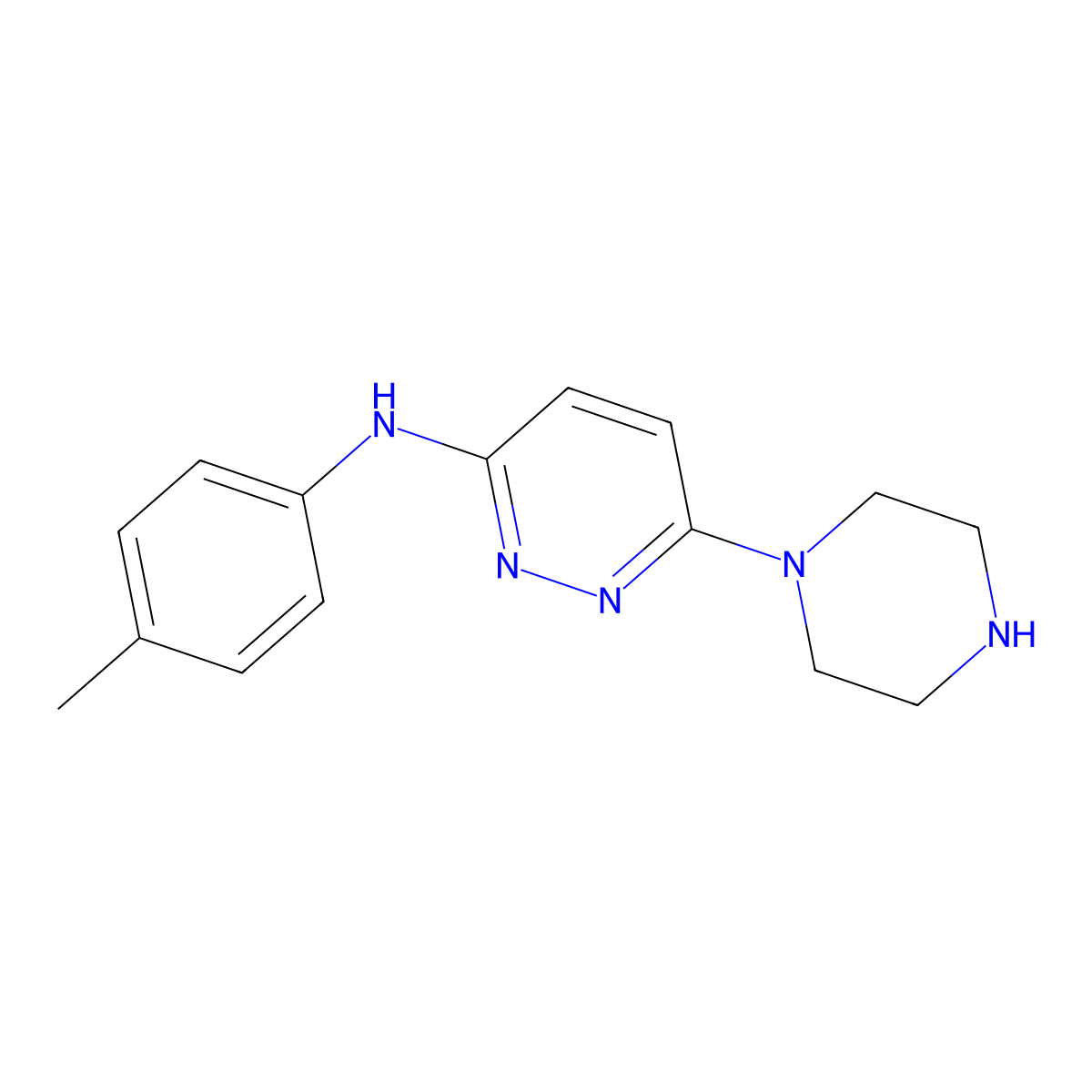 6-(piperazin-1-yl)-N-(p-tolyl)pyridazin-3-amine molecular structure, CAS 1023812-60-3