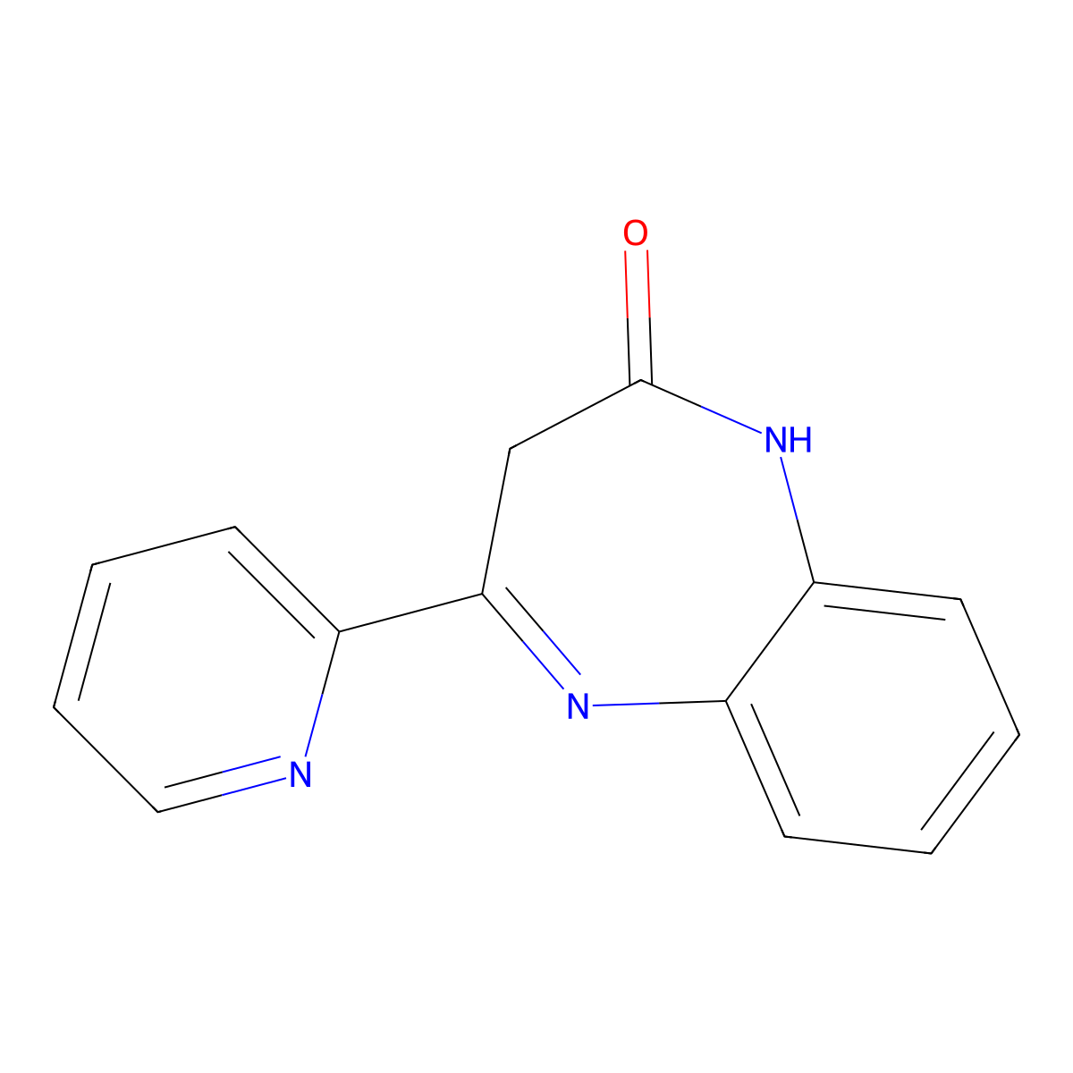 4-Pyridin-2-yl-1,3-dihydro-1,5-benzodiazepin-2-one molecular structure, CAS 1023813-37-7