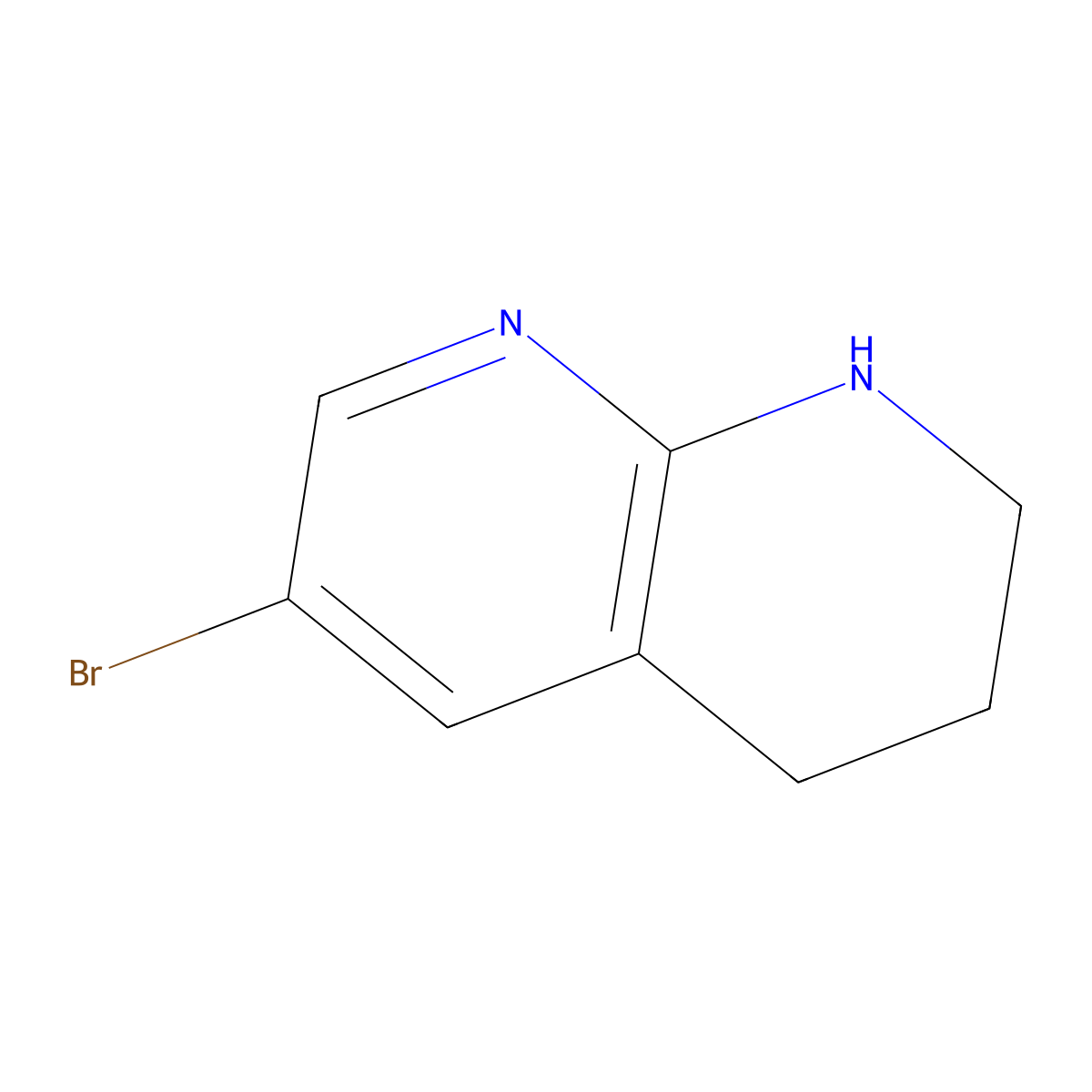 6-Bromo-1,2,3,4-tetrahydro-1,8-naphthyridine molecular structure, CAS 1023813-80-0
