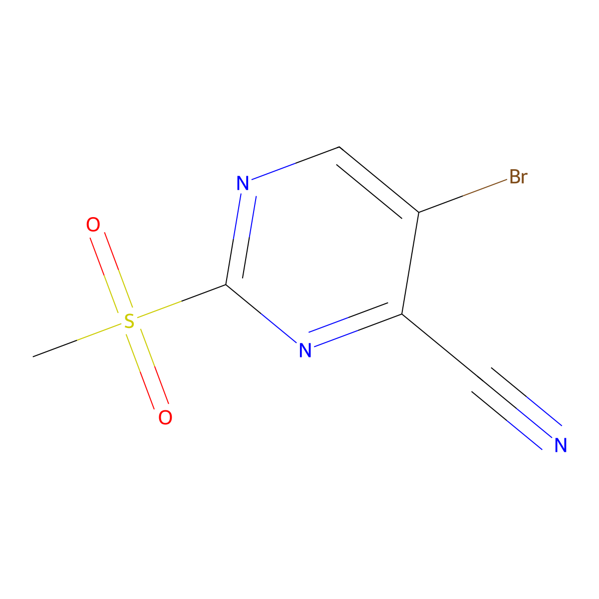 5-Bromo-2-(methylsulfonyl)pyrimidine-4-carbonitrile molecular structure, CAS 1023814-02-9