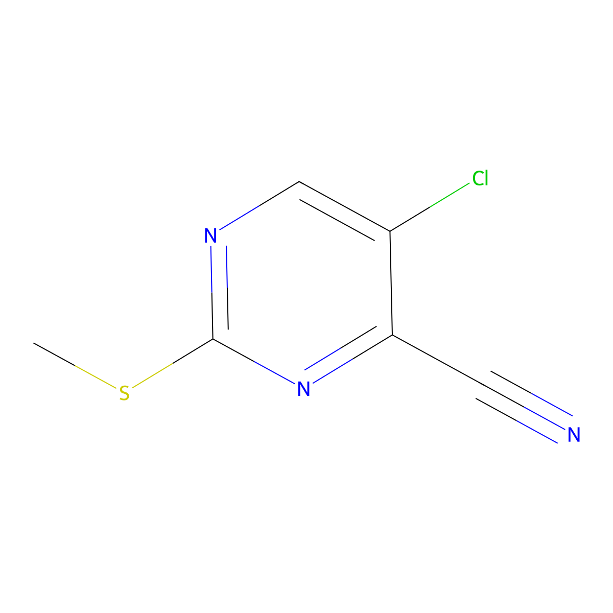 5-Chloro-2-(methylthio)pyrimidine-4-carbonitrile molecular structure, CAS 1023814-07-4