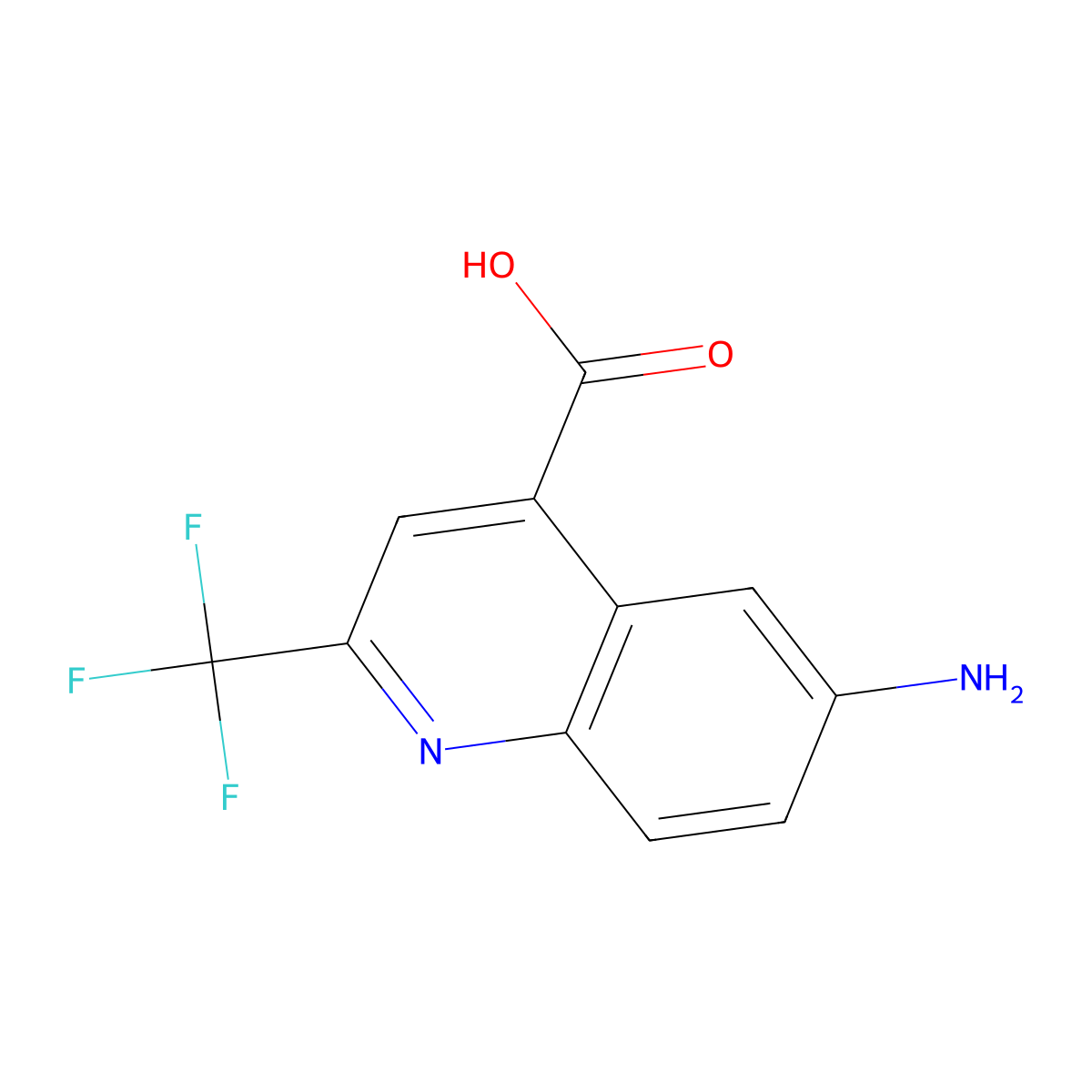 6-Amino-2-(trifluoromethyl)quinoline-4-carboxylic acid molecular structure, CAS 1023814-31-4