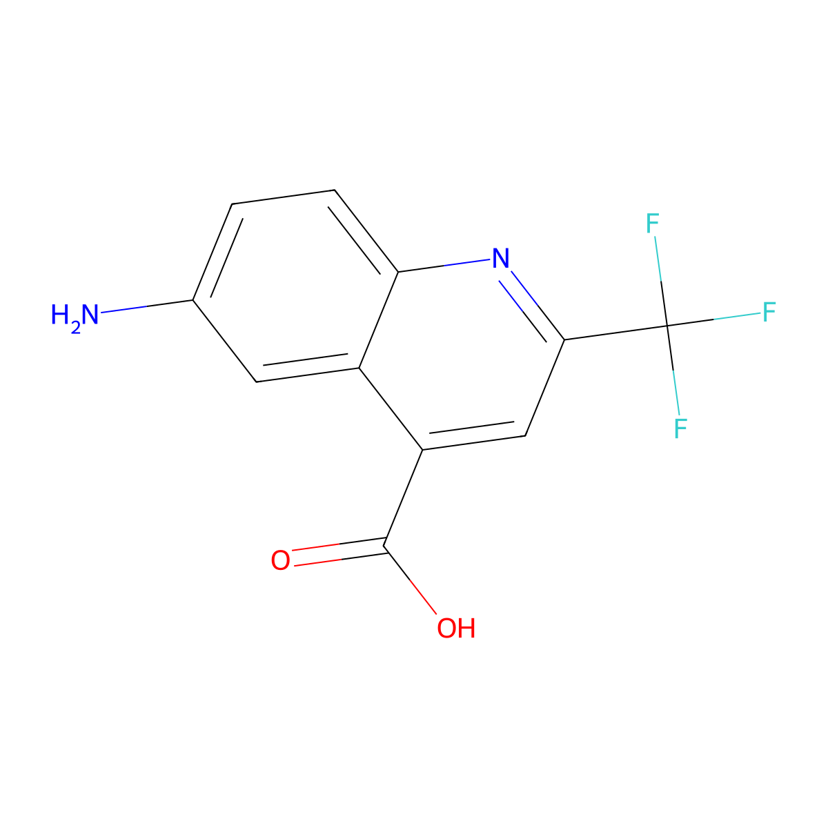 6-Amino-2-(trifluoromethyl)quinoline-4-carboxylic acid molecular structure, CAS 1023814-31-4