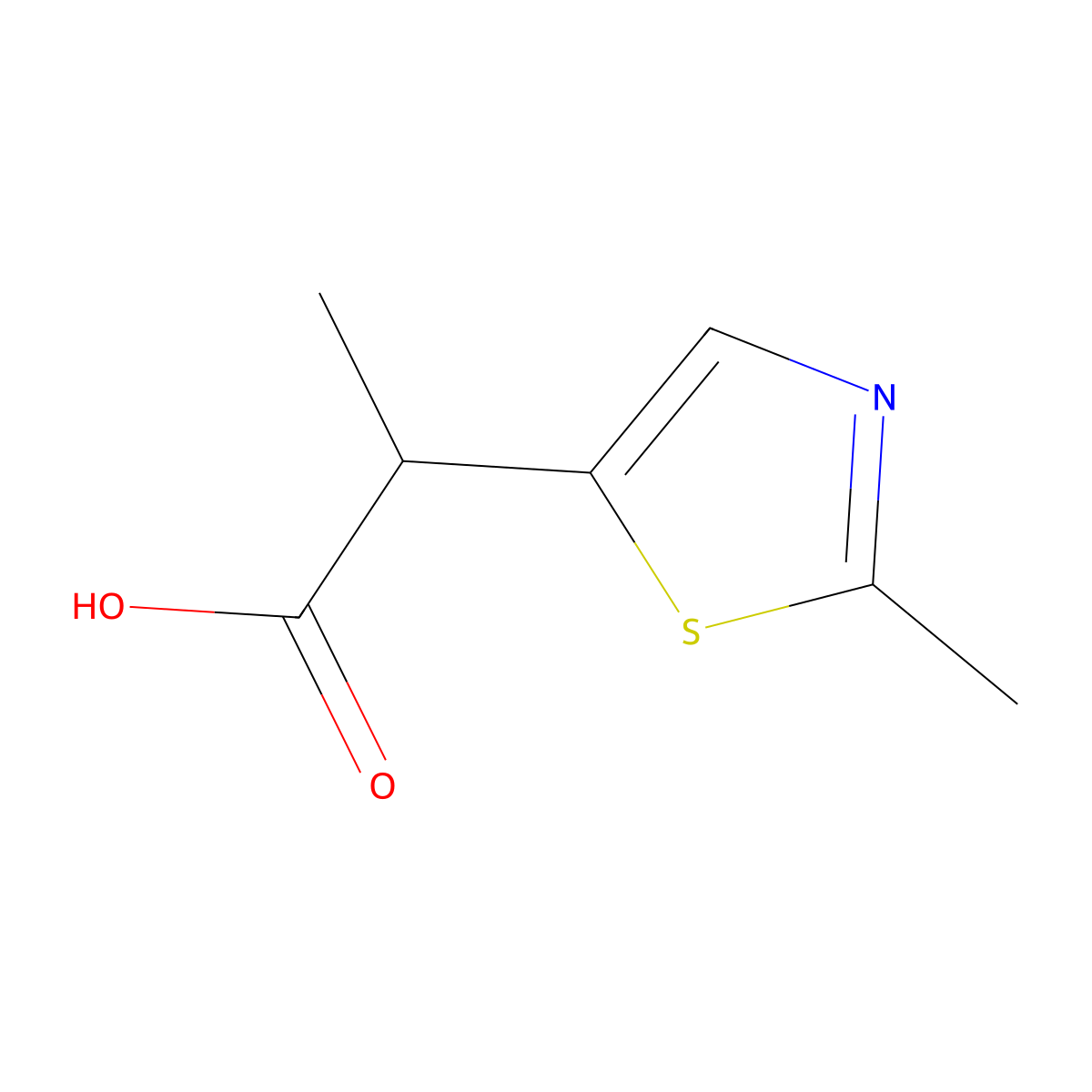 2-(2-Methyl-1,3-thiazol-5-yl)propanoic acid molecular structure, CAS 1023814-51-8