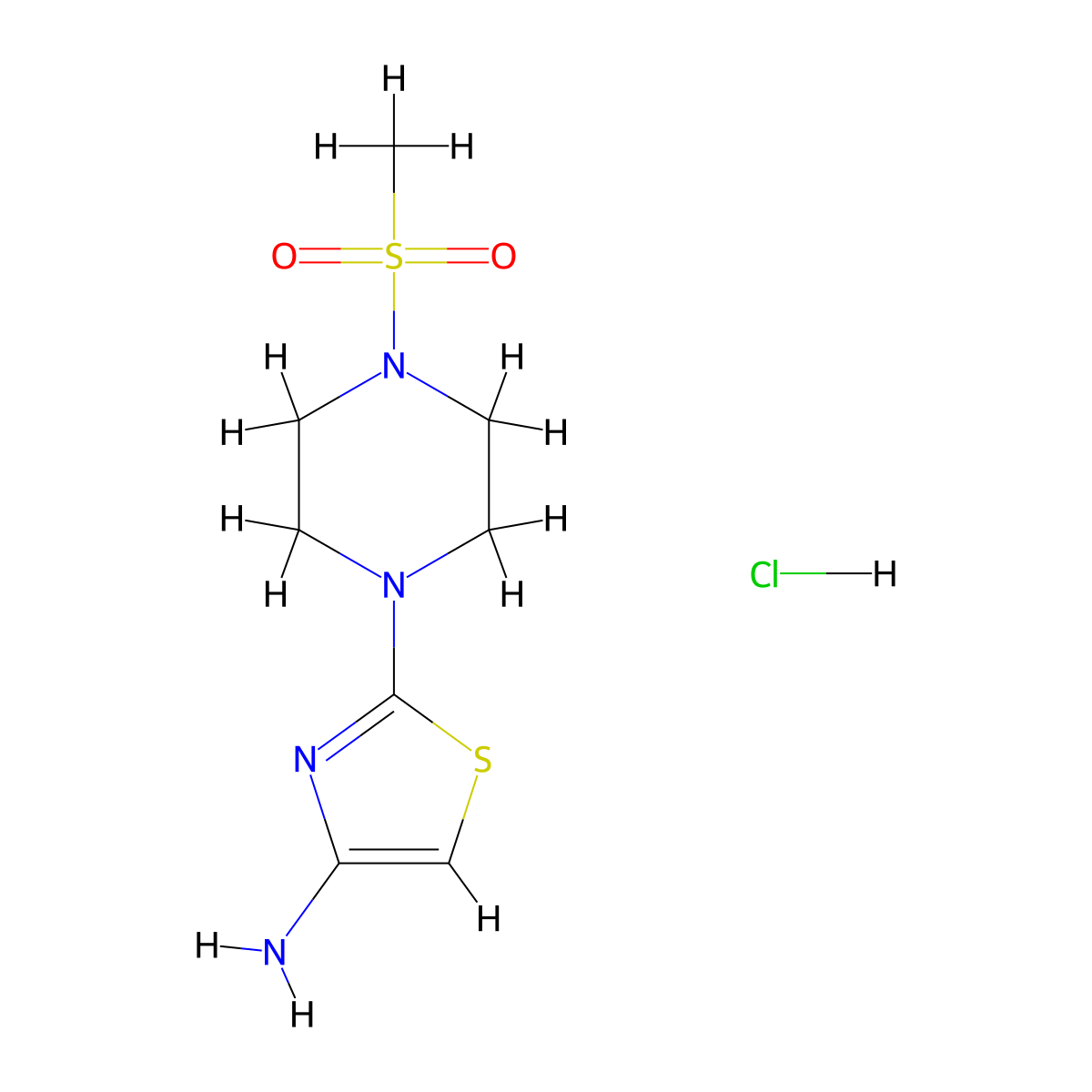 2-(4-(Methylsulfonyl)piperazin-1-yl)thiazol-4-amine hydrochloride molecular structure, CAS 1023815-33-9