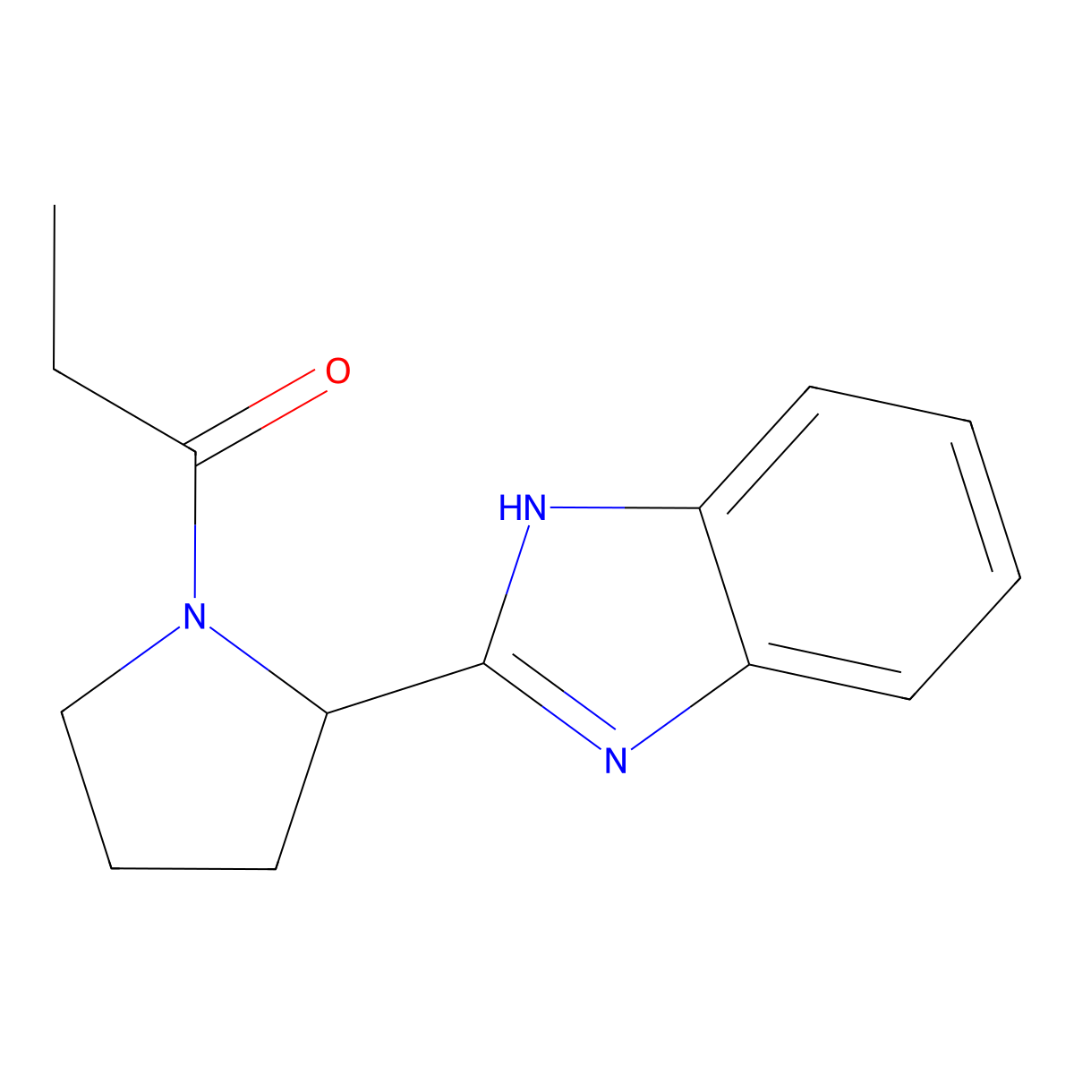 1-[2-(1H-benzimidazol-2-yl)pyrrolidin-1-yl]propan-1-one molecular structure, CAS 1023815-34-0