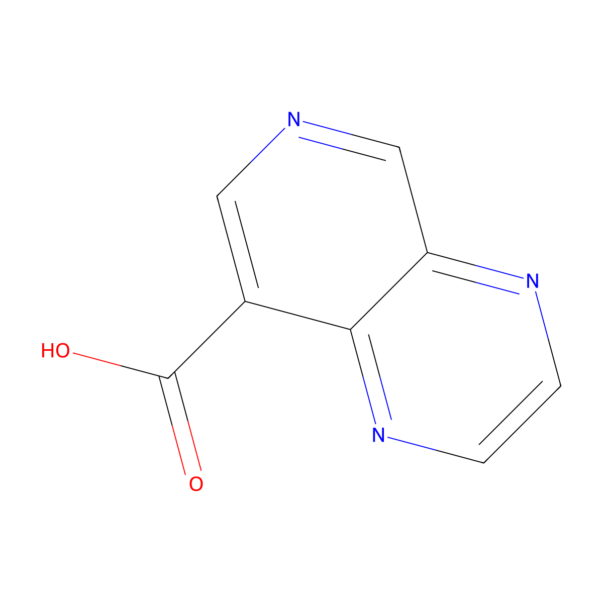 Pyrido[3,4-b]pyrazine-8-carboxylic acid molecular structure, CAS 1023815-46-4