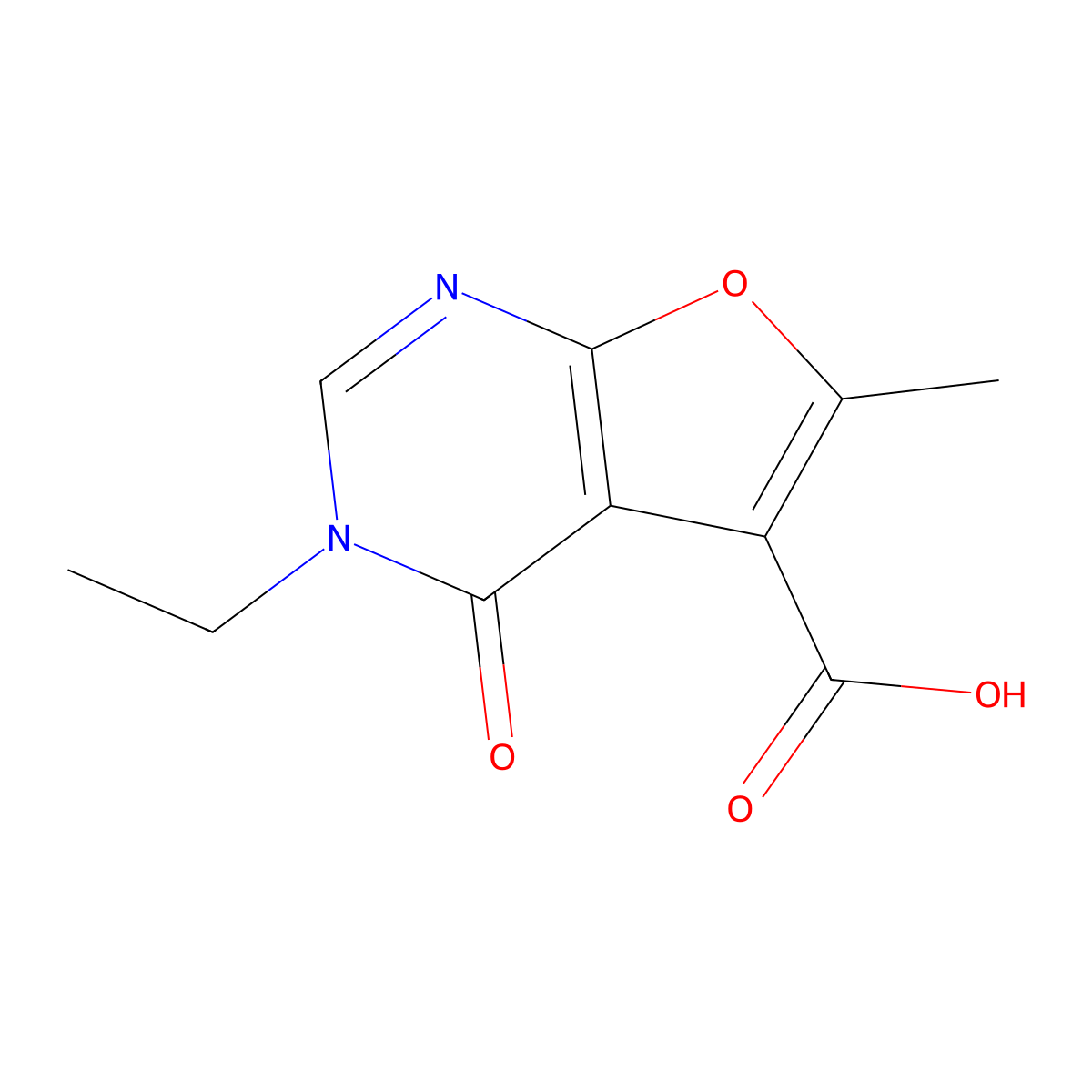 3-ethyl-6-methyl-4-oxo-3H,4H-furo[2,3-d]pyrimidine-5-carboxylic acid molecular structure, CAS 1023815-59-9