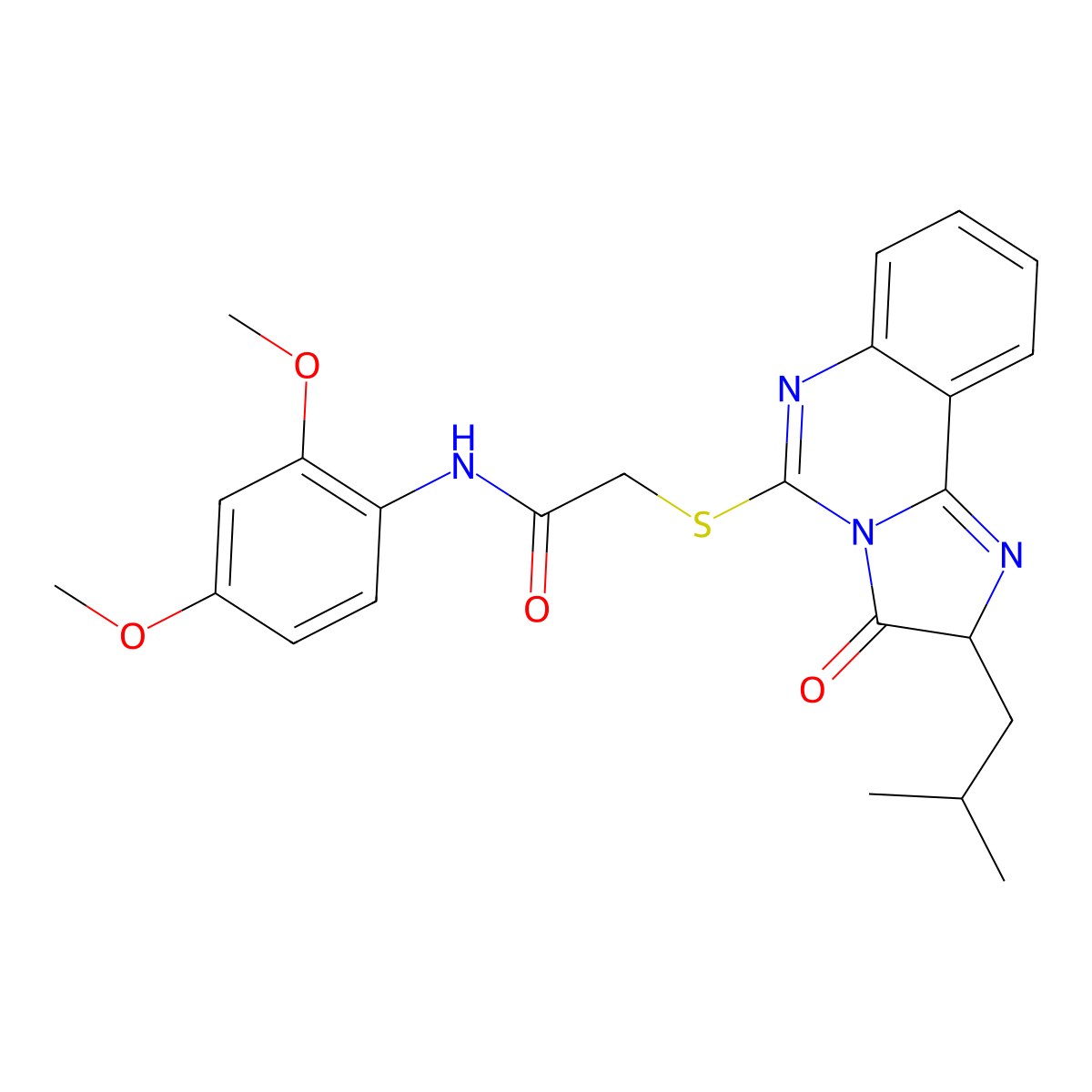 N-(2,4-dimethoxyphenyl)-2-{[2-(2-methylpropyl)-3-oxo-2H,3H-imidazo[1,2-c]quinazolin-5-yl]sulfanyl}acetamide molecular structure, CAS 1023815-60-2