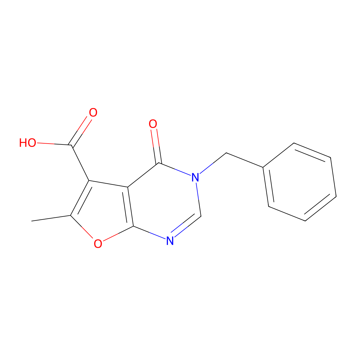 3-Benzyl-6-methyl-4-oxo-3,4-dihydrofuro[2,3-d]pyrimidine-5-carboxylic acid molecular structure, CAS 1023815-69-1