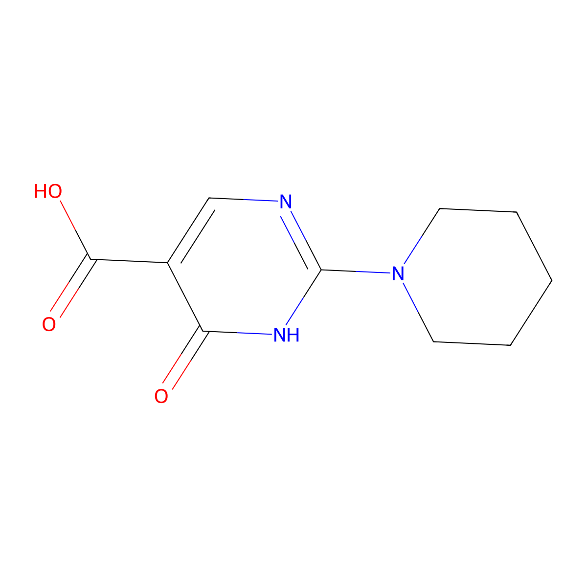 4-Hydroxy-2-(piperidin-1-yl)pyrimidine-5-carboxylic acid molecular structure, CAS 1023815-72-6