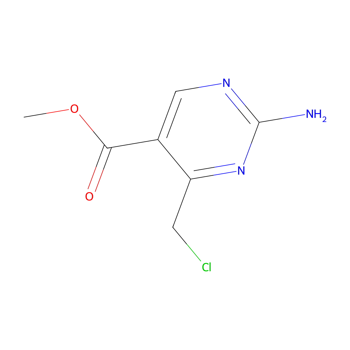 Methyl 2-amino-4-(chloromethyl)pyrimidine-5-carboxylate molecular structure, CAS 1023815-81-7