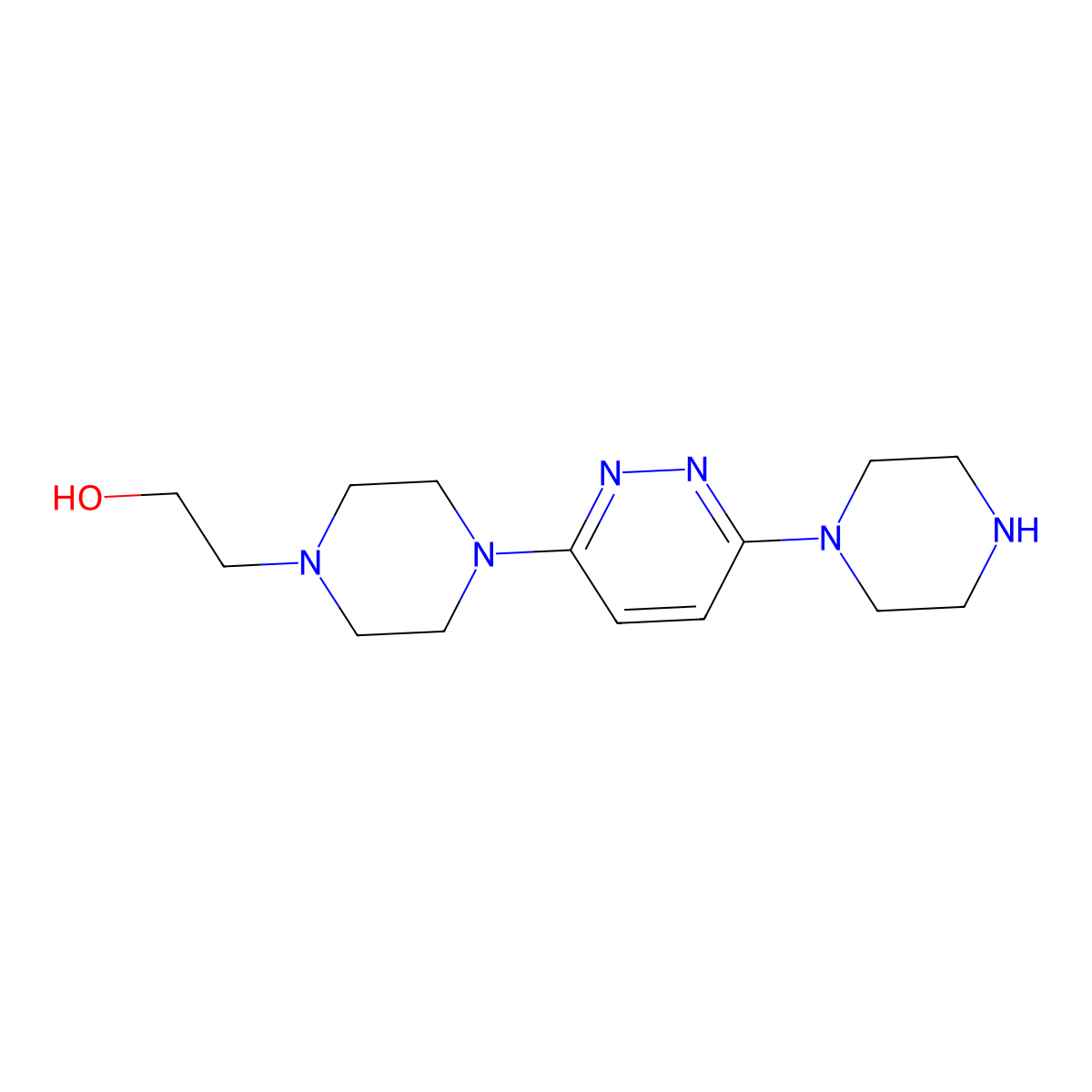 2-(4-(6-(Piperazin-1-yl)pyridazin-3-yl)piperazin-1-yl)ethanol molecular structure, CAS 1023816-51-4