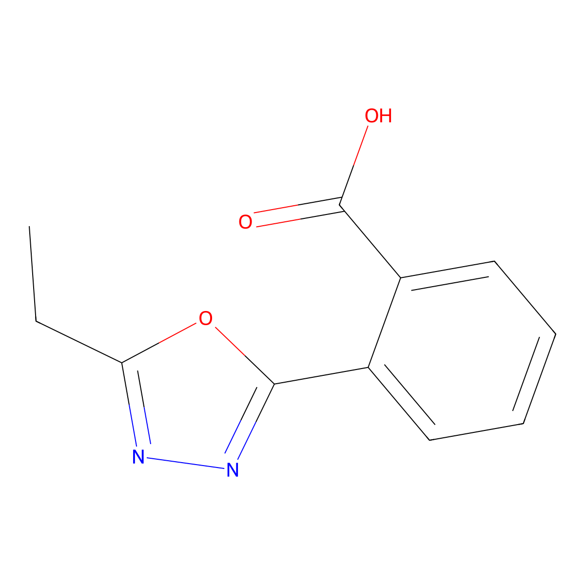 2-(5-Ethyl-1,3,4-oxadiazol-2-yl)benzoic acid molecular structure, CAS 1023816-54-7